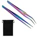 Sliverdew 2PCS Sticker Tweezers Tweezers for Crafting Straight and Curved Tip Tweezer Stainless Tweezer for Stickers Eyelash Extensions Precision Electronics Nail Rhinestone Jewelry Scrapbooking Tools - Image 2