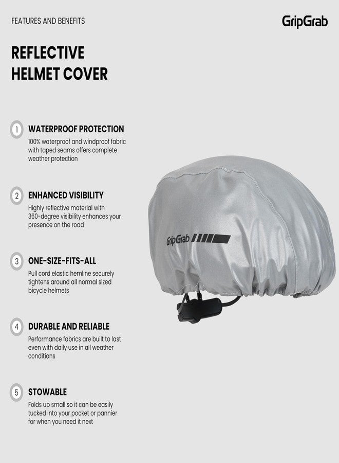 GripGrab Bicycle Helmet Cover Waterproof High Visibility Reflective Cycling Rain Cover Rainproof Windproof Adjustable - Image 2