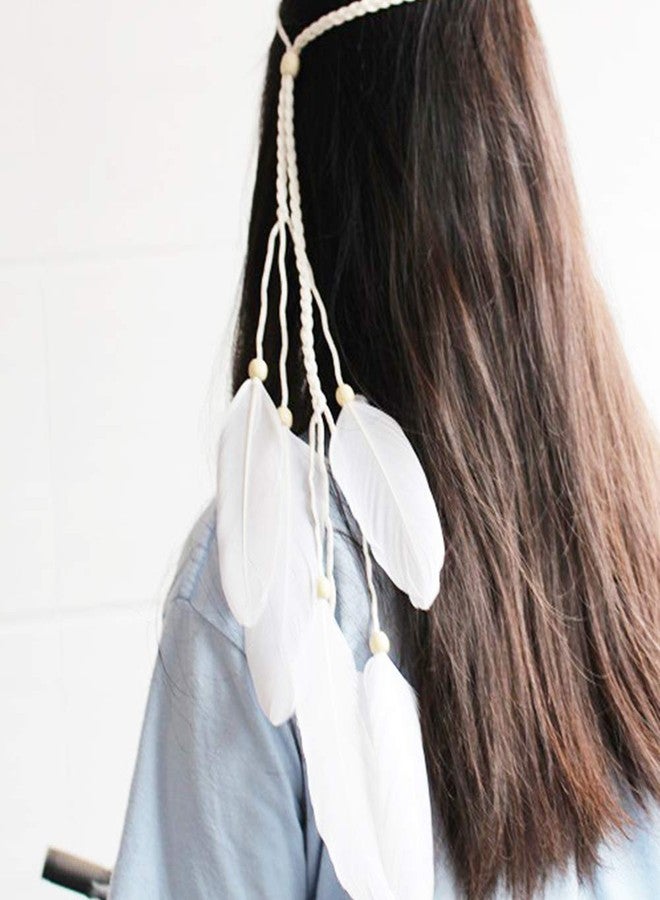 WLBON Feather Headband Hippie Indian Boho Hair Bands Tassel Bohemian Halloween Hair Hoop Women Crown Hairband Party Decoration Headdress Cosplay Costume Headwear Headpiece Cute Hair Accessories Headband - Image 4