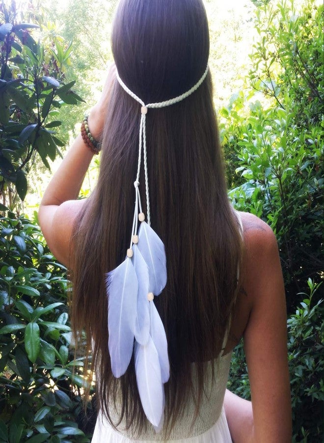 WLBON Feather Headband Hippie Indian Boho Hair Bands Tassel Bohemian Halloween Hair Hoop Women Crown Hairband Party Decoration Headdress Cosplay Costume Headwear Headpiece Cute Hair Accessories Headband - Image 2