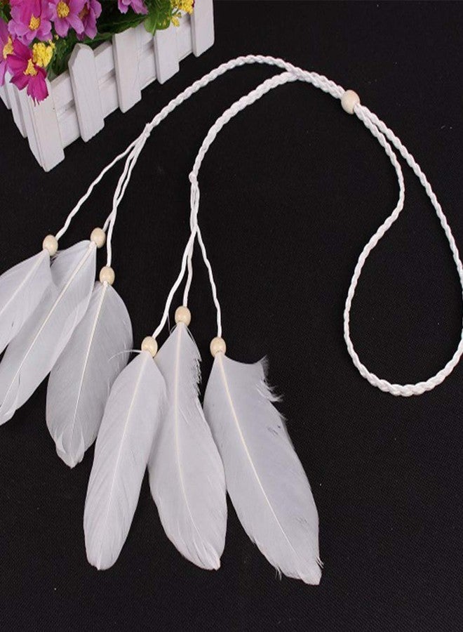 WLBON Feather Headband Hippie Indian Boho Hair Bands Tassel Bohemian Halloween Hair Hoop Women Crown Hairband Party Decoration Headdress Cosplay Costume Headwear Headpiece Cute Hair Accessories Headband - Image 5