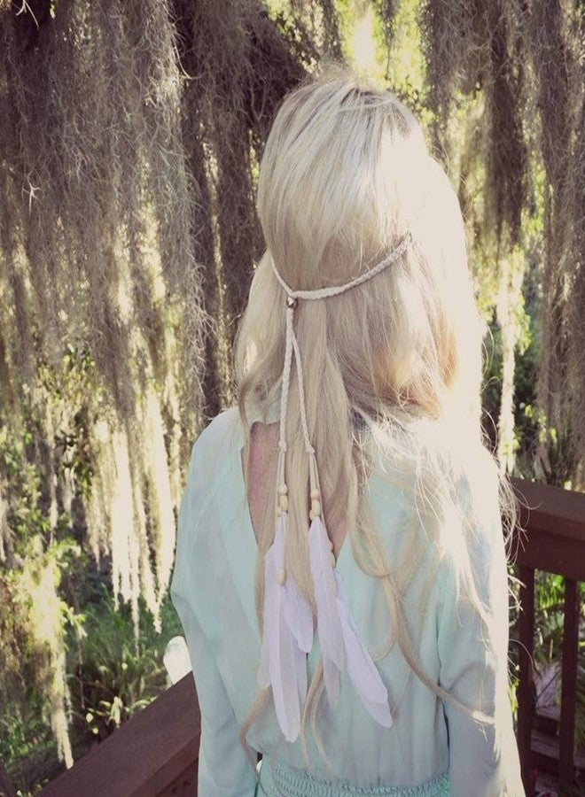 WLBON Feather Headband Hippie Indian Boho Hair Bands Tassel Bohemian Halloween Hair Hoop Women Crown Hairband Party Decoration Headdress Cosplay Costume Headwear Headpiece Cute Hair Accessories Headband - Image 3