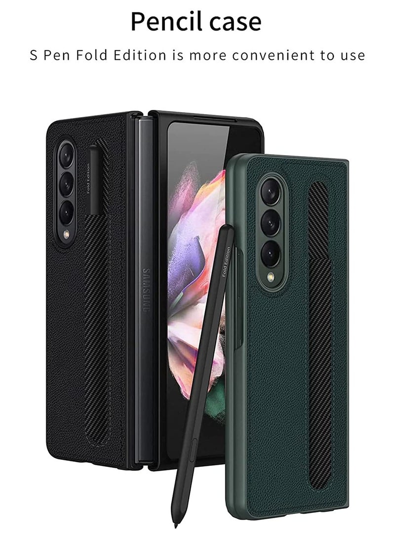 SOLARAE for Samsung Galaxy Z Fold 3 5G Case with Pen Holder, Z Fold 3 Leather Case, Luxury Business Pu Leather Case with Pen Slot for Samsung Galaxy Z Fold 3 5G (Black) - Image 5