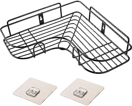 SURKHAMART SURKHAMART Multipurpose Corner Wall Mount Coating Paint Metal Bathroom Shelf and Rack for Home and Kitchen Adhesive Sticker Support Without Drilling Metal Corner 