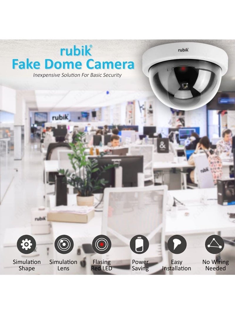 Rubik Dummy Security Cameras with Flashing LED Light Fake CCTV Surveillance Simulation Camera Security Indoor Dome Camera with LED Light (Basic, Black)  - Image 3