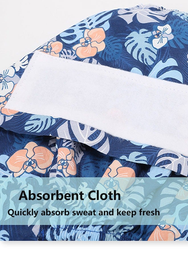 وهاواي 4 Pieces Working Cap with Button and Sweatband Adjustable Tie Back Head Cover Hats Bouffant Hats for Women Men, One Size （Printed style） - Image 2