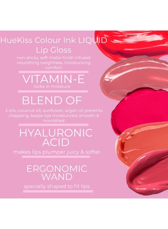 IDA Beauty IDA Colour Ink Lip Gloss Bundle – Long-Lasting Glossy Liquid Lipsticks with Vitamin E – Non-Sticky, Hydrating, Bold Colors – Pack of 5 – Lip Shine Set for Women & Girls - Image 4