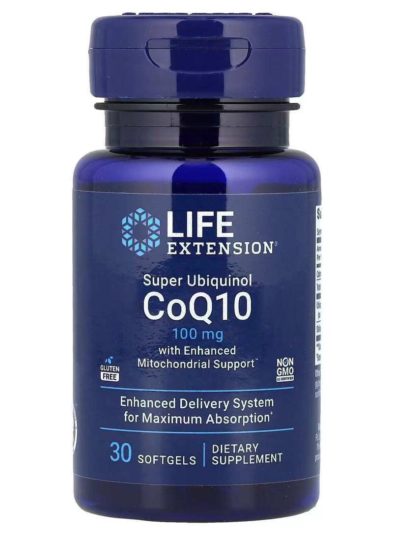 Life Extension, Super Ubiquinol CoQ10 with Enhanced Mitochondrial Support, 100 mg, 30 Softgels - Image 1