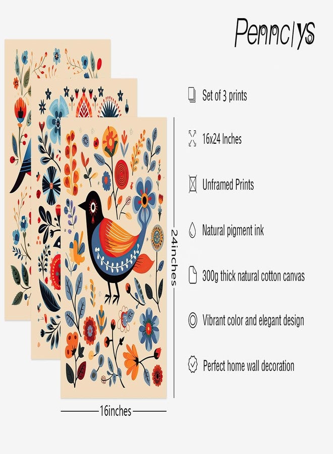 Pennclys Colorful Flower Prints Wall Art 16x24 - Image 2