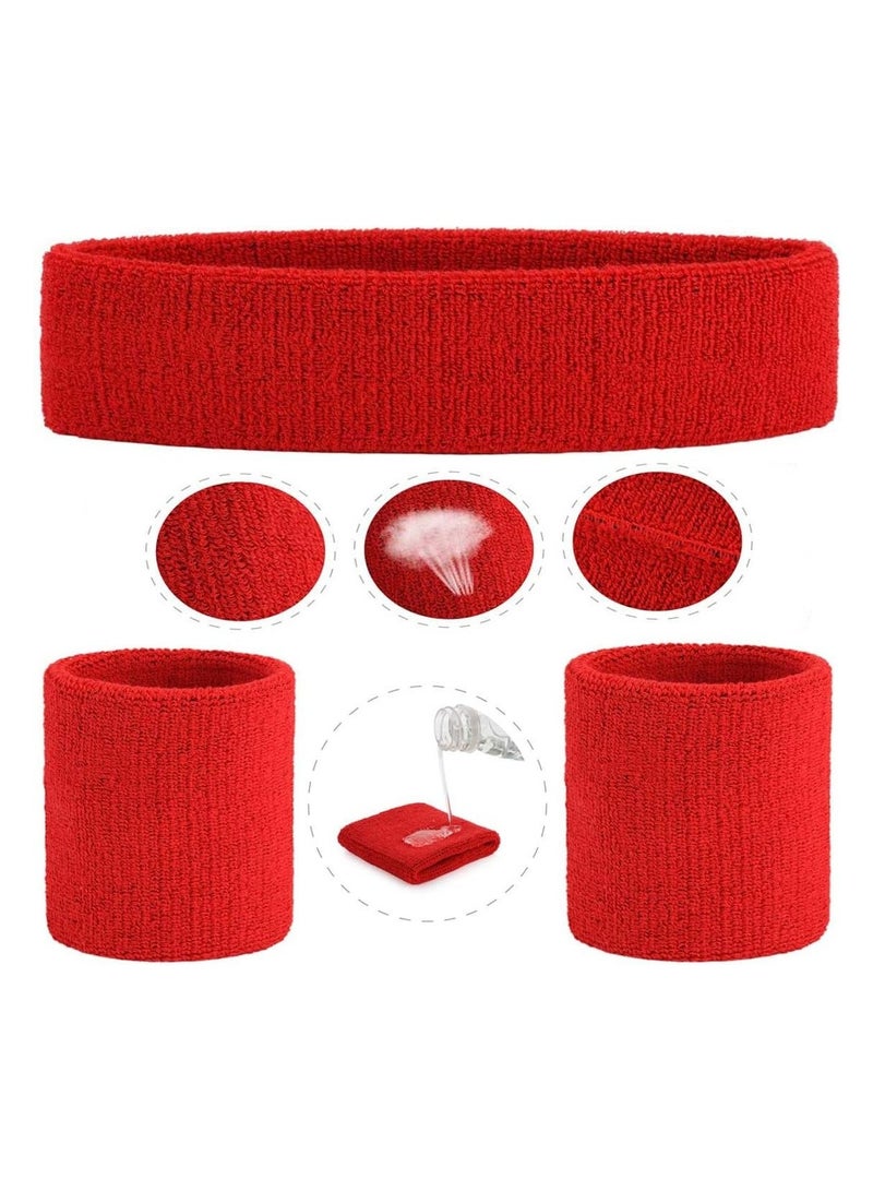 Oasisgalore Sports Sweatband Set: Terry Cloth Headband & Wristband, Moisture-Wicking & Absorbent  - Image 3