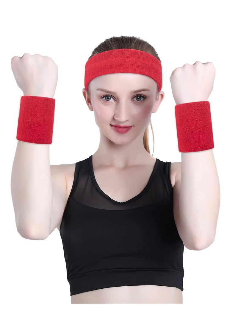 Oasisgalore Sports Sweatband Set: Terry Cloth Headband & Wristband, Moisture-Wicking & Absorbent  - Image 5