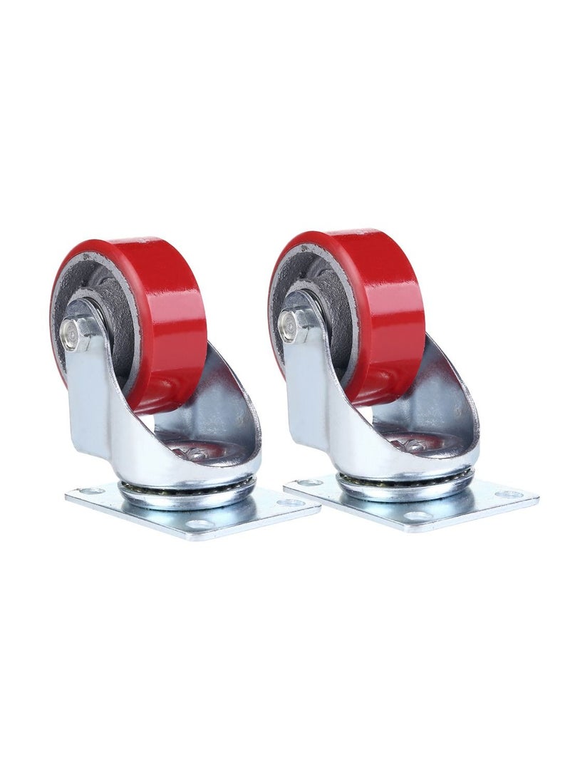 BMB tools 2-Piece 3inch Red PU Iron Caster - Swivel - Plate - Image 1