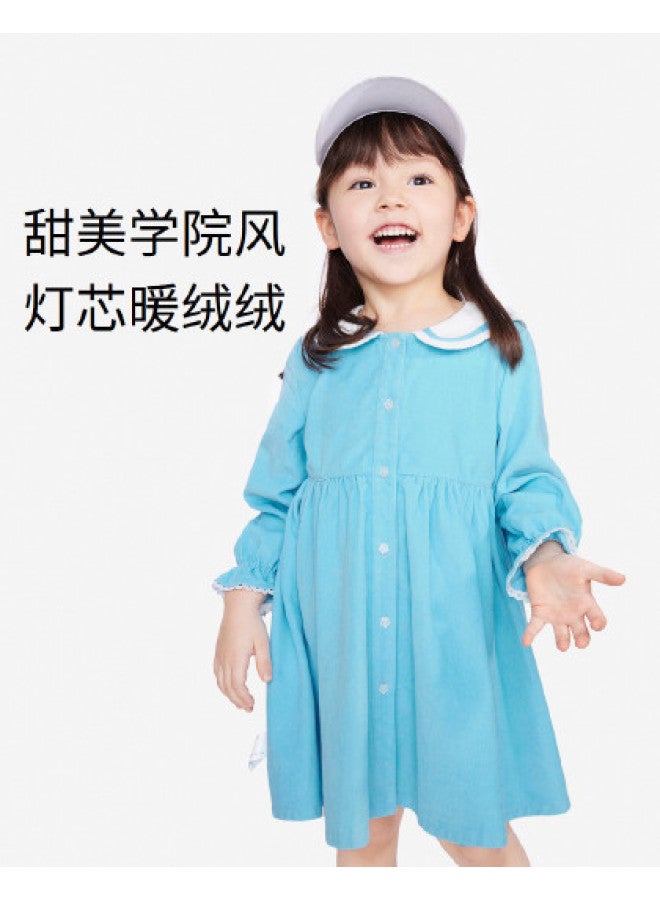 Annil فستان بنات بأكمام طويلة من القطن لربيع/خريف، فستان مدرسة على طراز الأميرة - Image 1