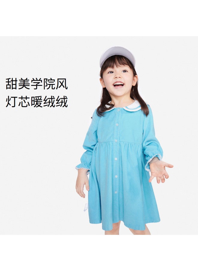 Annil فستان بنات بأكمام طويلة من القطن لربيع/خريف، فستان مدرسة على طراز الأميرة - Image 2