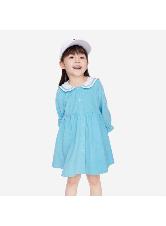 Annil فستان بنات بأكمام طويلة من القطن لربيع/خريف، فستان مدرسة على طراز الأميرة - Image 3