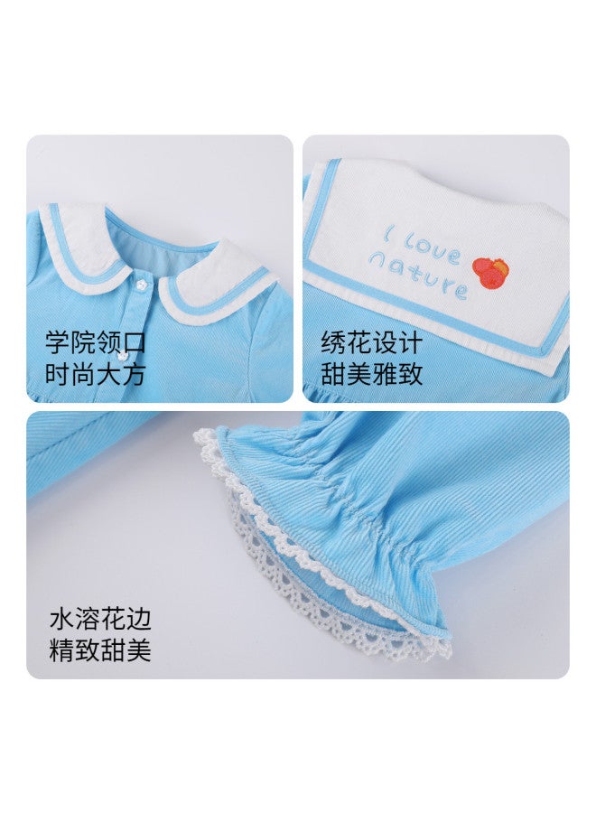 Annil فستان بنات بأكمام طويلة من القطن لربيع/خريف، فستان مدرسة على طراز الأميرة - Image 4