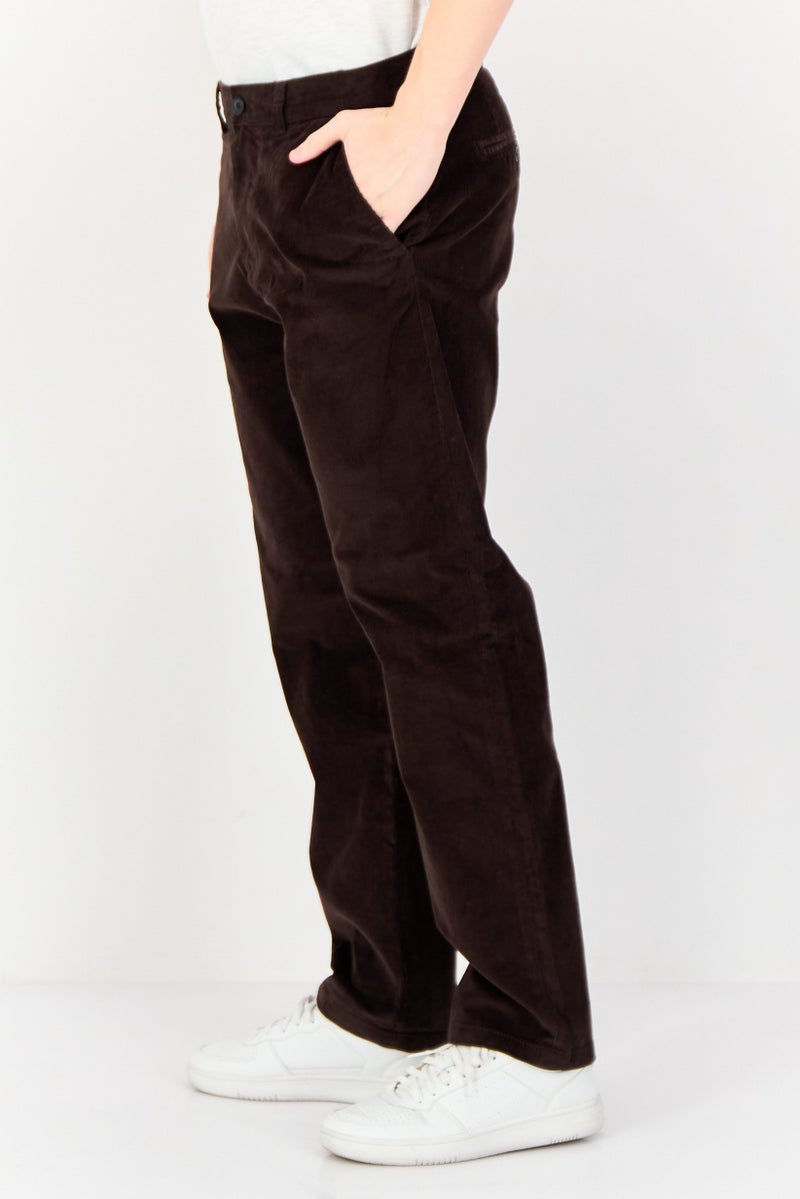 Selected Homme Men Straight Fit Textured Corduroy Pants, Dark Brown - Image 2