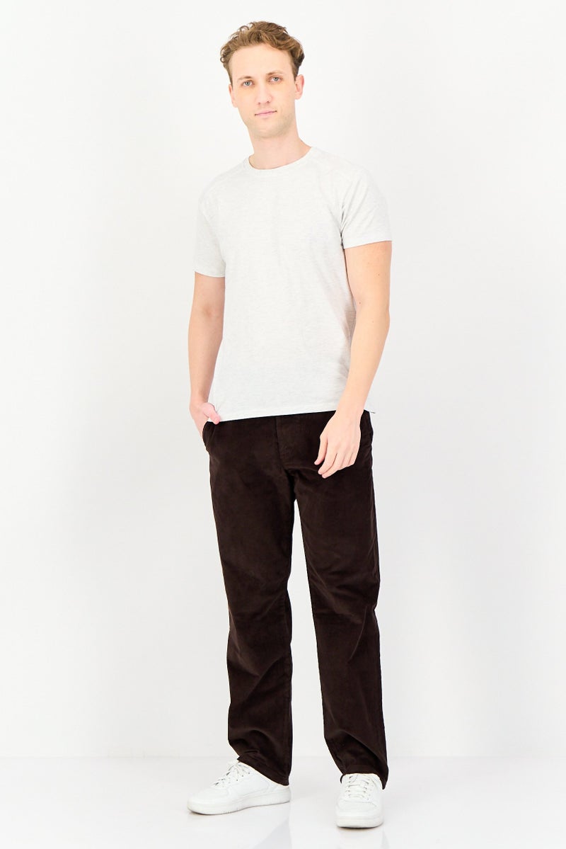 Selected Homme Men Straight Fit Textured Corduroy Pants, Dark Brown - Image 4