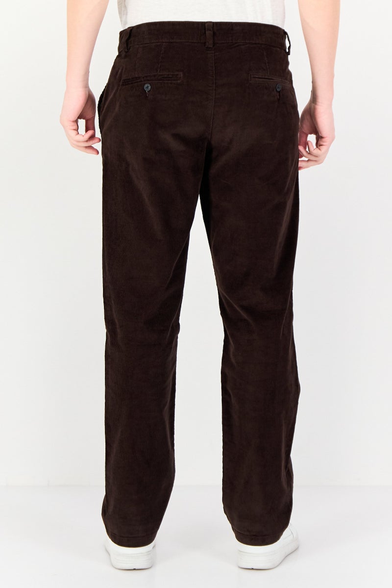 Selected Homme Men Straight Fit Textured Corduroy Pants, Dark Brown - Image 3