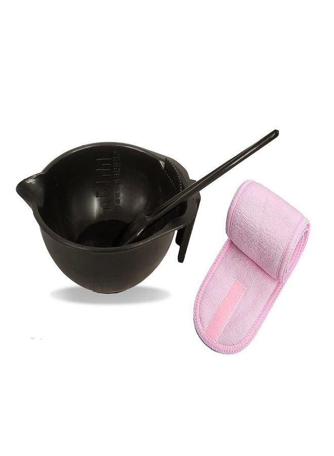 Bigwheels Combo Of Adjustable Facial Men/Women Head Band With Hair Dye Black Bowl/Brush Set - Image 1