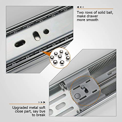 LONTAN 24 Inch Soft Close Drawer Slides 1 Pair Side Mount Heavy Duty Cabinet Drawer Glides Ball Bearing Full Extension Kitchen Cabinet Rails 100 LB Capacity - Image 4