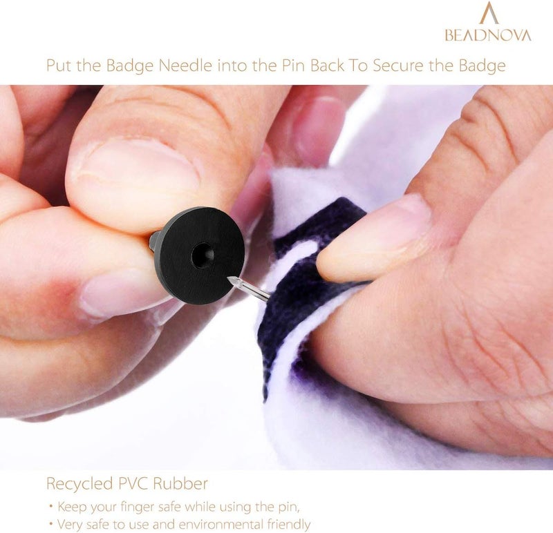 BEADNOVA 50 Pairs Pin Backings Tie Tacks Blank Pins with Rubber Backings Pinbacks for Crafts Silver Black 50 Sets - Image 4