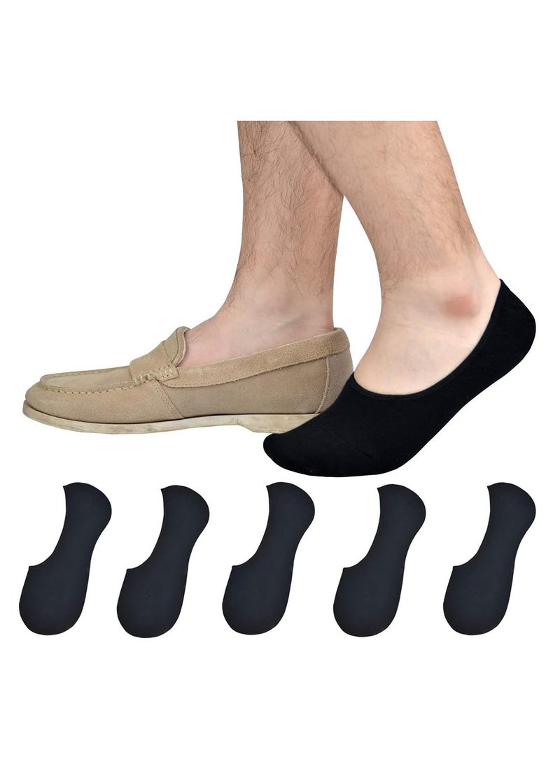 CMGTYYD. 5 أزواج من الجوارب الرجالية المانعة للظهور بمقابض مانعة للانزلاق، جوارب قطنية منخفضة القطع غير قابلة للانزلاق من السيليكون مانعة للانزلاق، جوارب كاجوال منخفضة القطع غير مرئية للرجال جوارب غير مرئية للرجال - Image 1