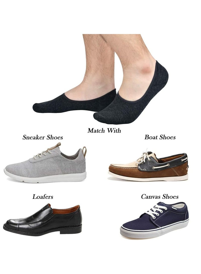 CMGTYYD. 5 أزواج من الجوارب الرجالية المانعة للظهور بمقابض مانعة للانزلاق، جوارب قطنية منخفضة القطع غير قابلة للانزلاق من السيليكون مانعة للانزلاق، جوارب كاجوال منخفضة القطع غير مرئية للرجال جوارب غير مرئية للرجال - Image 3