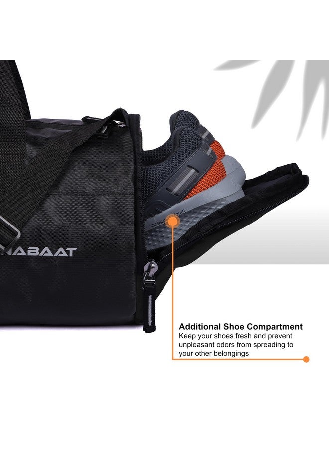 NABAAT EliteFit Classic Gym Bag for Men & Women Sports Bag/Kit Bag with Separate Shoe Compartment (Black, GMB-BK-3) - Image 2