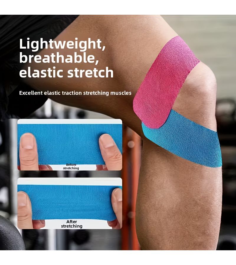 55 Piece Pink Knee Tape Set With Bandage Bag For Muscle Support - Image 5