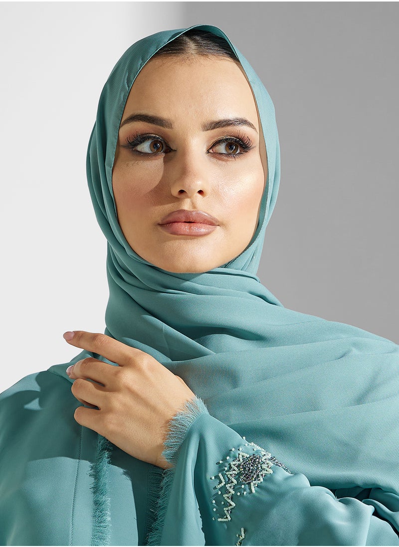 hayas closet Embroidered Flared Sleeve Abaya  - Image 4