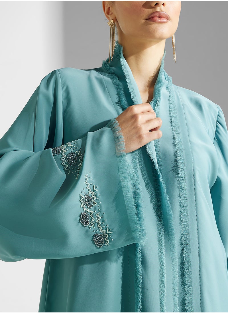 hayas closet Embroidered Flared Sleeve Abaya  - Image 3