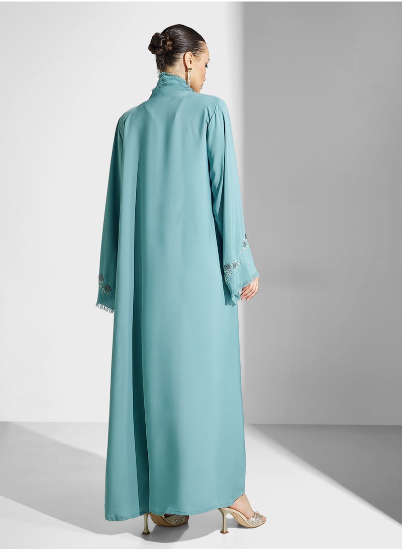hayas closet Embroidered Flared Sleeve Abaya  - Image 2