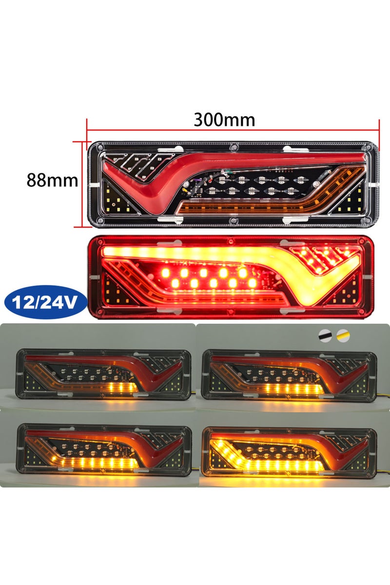 2pc Small A 2 PCS 12V-24V LED Truck Tail Light Rear Lights Turn Signal Brake Reverse Signal Lamp Tra