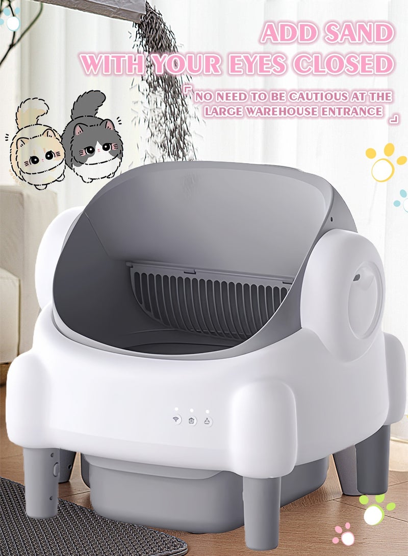Kidle Automatic Smart Cat Litter Box Open Top Self Cleaning Cat Litter Box with APP Control for Multiple Cats - Image 2