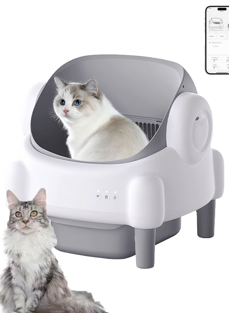 Kidle Automatic Smart Cat Litter Box Open Top Self Cleaning Cat Litter Box with APP Control for Multiple Cats - Image 1