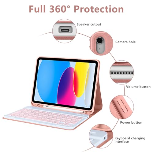 COO for iPad A16 11th 10th Generation Case with Keyboard, Detachable Wireless Bluetooth Keyboard Case with Pencil Holder for iPad 11 inch 2025 10th Gen 10.9 Inch 2022 - Image 5