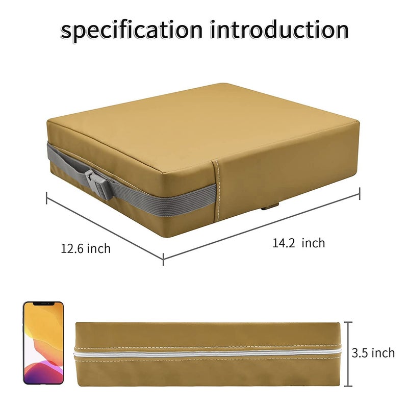 SMZCTYI Toddler Booster Seat for Dining Table, PU Washable Double Safe Straps Non-Slip Bottom Booster Seat Dining Toddler, Portable Travel Increasing Cushion (Khaki) - Image 4