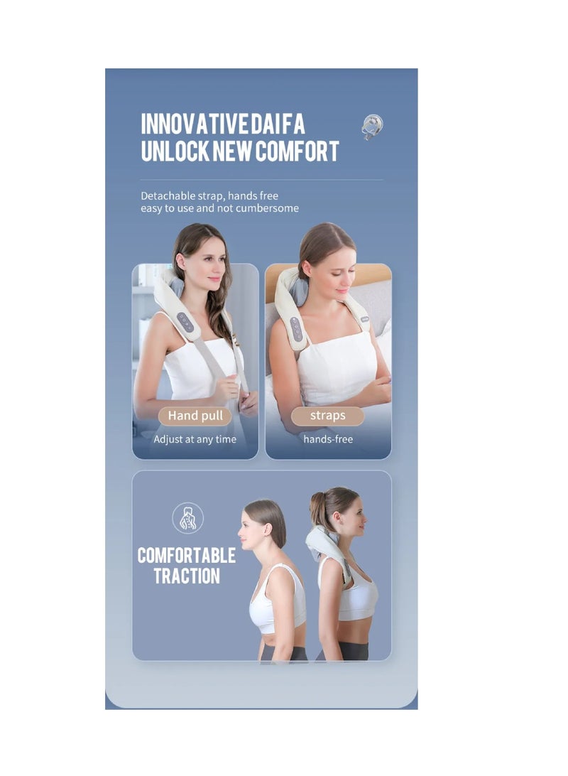 Digi Core مدلك كهربائي محمول للرقبة والكتف شياتسو مع تخفيف الحرارة ونقاط الوخز المستهدفة تدليك رأس تدليك كبير جدًا مثالي لتخفيف الألم واسترخاء العضلات والإجهاد - Image 4