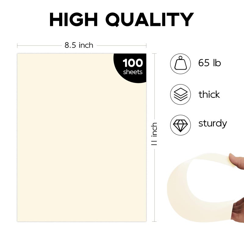 Goefun 100 Sheets Cream Cardstock 8.5 x 11 Off White Card Stock,Goefun 65lb Ivory Paper Printer Paper for Cards Making, Office Printing, Wedding - Image 2