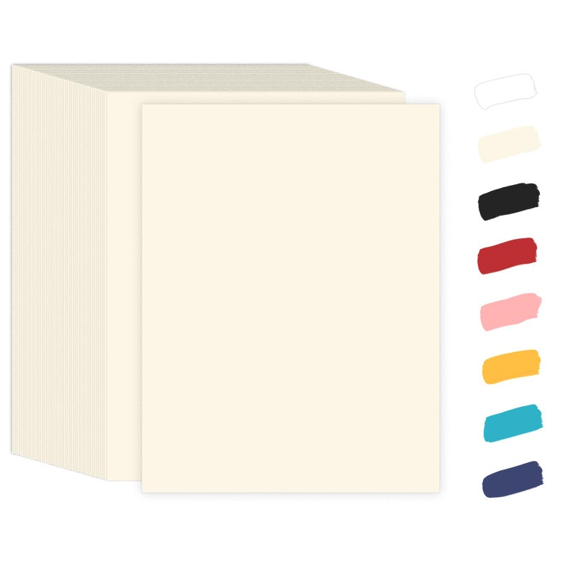 Goefun 100 Sheets Cream Cardstock 8.5 x 11 Off White Card Stock,Goefun 65lb Ivory Paper Printer Paper for Cards Making, Office Printing, Wedding - Image 1