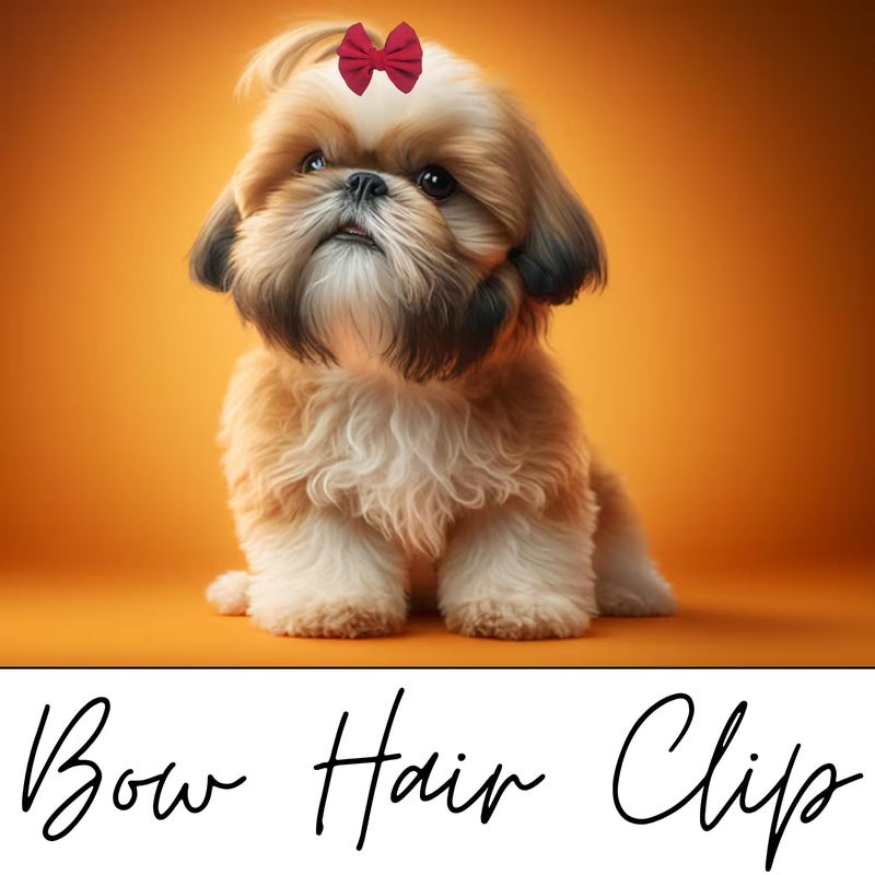 Sage Square Cute Pet Hair Bow Clip | Handmade for Dogs & Cats | Stylish Topknot & Grooming Accessory | Fancy Look for Weddings, Festivals & Celebrations | Great Gift Idea (Maroon) - Image 2