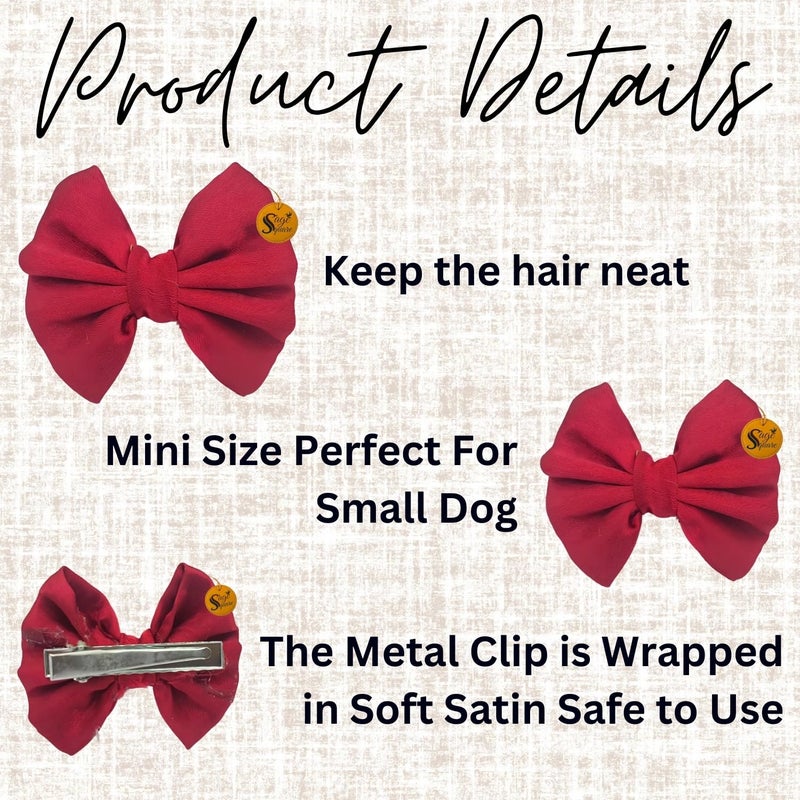 Sage Square Cute Pet Hair Bow Clip | Handmade for Dogs & Cats | Stylish Topknot & Grooming Accessory | Fancy Look for Weddings, Festivals & Celebrations | Great Gift Idea (Maroon) - Image 5