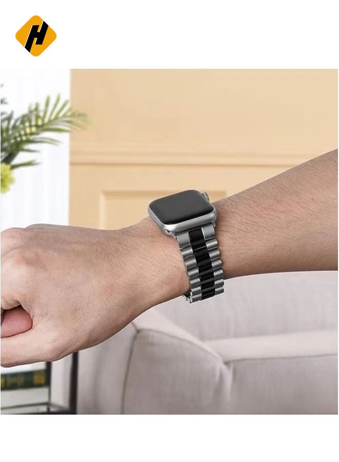 HuHa Replacement Band Compatible with Apple Watch 45mm Stainless Steel Solid Strap Metal Bracelet for Apple Watch Series 7/  - Image 5