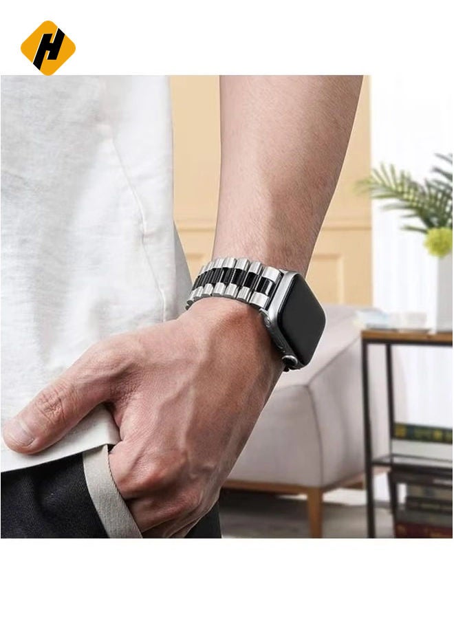 HuHa Replacement Band Compatible with Apple Watch 45mm Stainless Steel Solid Strap Metal Bracelet for Apple Watch Series 7/  - Image 4