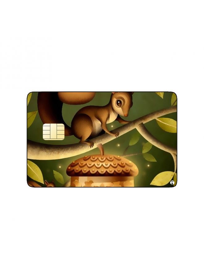 RKN PRINTED BANK CARD STICKER Cute Squirrel Drawing With Hazelnuts - Image 1