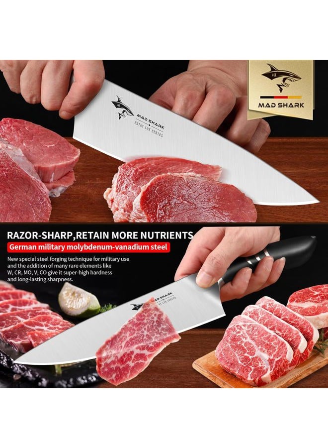 MAD SHARK Chef Knife 8 inch Chopping Knife High Carbon Stainless Steel Shark Chef's Knives with Ergonomic Handle, Cooking Knife with Gift Box, Birthday Gifts for Mom/Dad, Black - Image 4