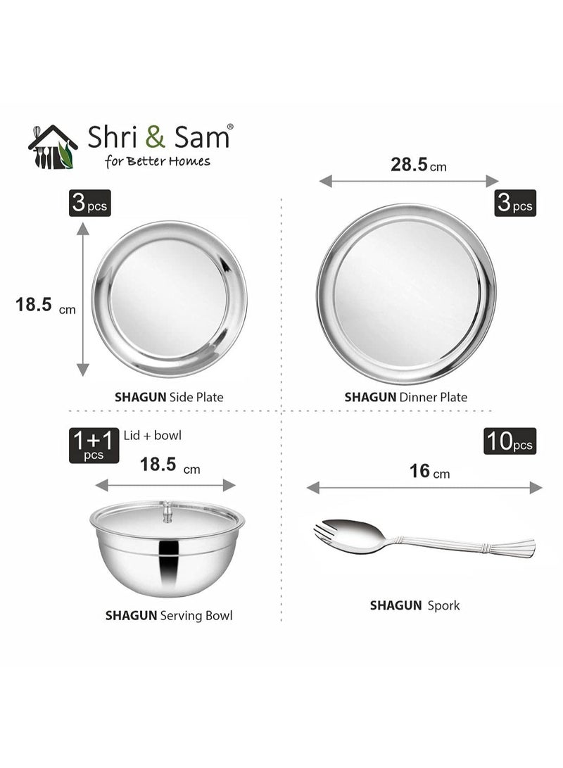 Shri & Sam Stainless Steel Dinner Set Shagun (45 Pcs Set) - Image 2