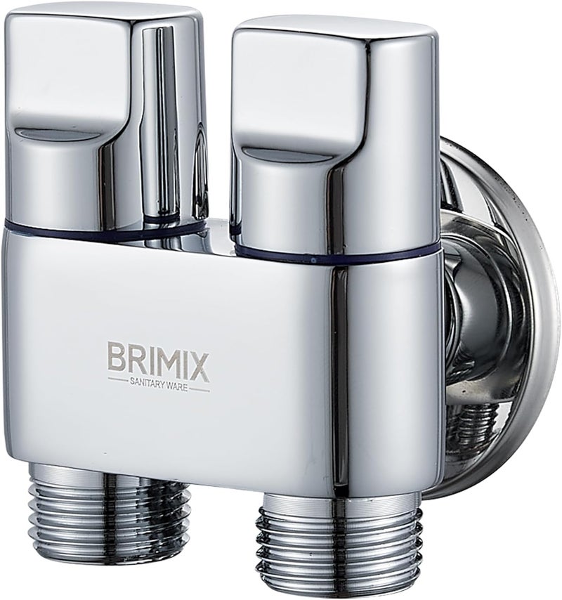 BRIMIX Double Control Heavy Duty Angle Valve G1/2 inch for Bathroom Toilet Kitchen (Silver) - Image 1