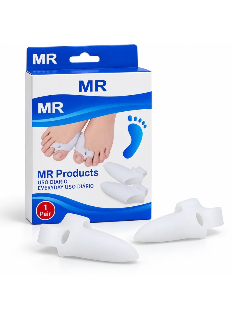 MR Silicone Bunion Corrector & Gel Toe Separator with Side Shield Protector for Hallux Valgus Relief (1 Pair) - White - Image 5